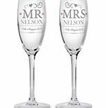 Personalised Mr  Mrs Pair of Flutes
