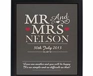 Personalised Mr  Mrs Print with Black Frame