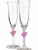 Personalised Pink Heart Stem Flutes