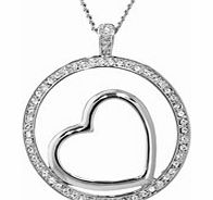 Rhodium Plated Disc/Heart Pendant