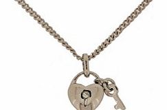 Rhodium Plated Mini Heart  Key Pendant