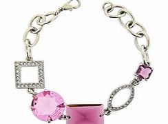 Rhodium Plated Stone Set Bracelet