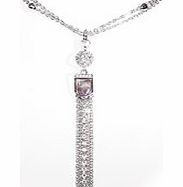 Rhodium Plated Stone Set Dropper Pendant