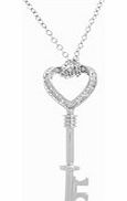 Rhodium Plated Stone Set Key Pendant