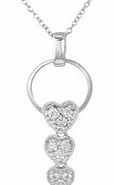 Rhodium Plated Triple Heart Pendant