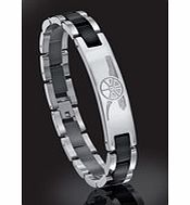 ACE Stainless Steel Black Inlay Crest Bracelet