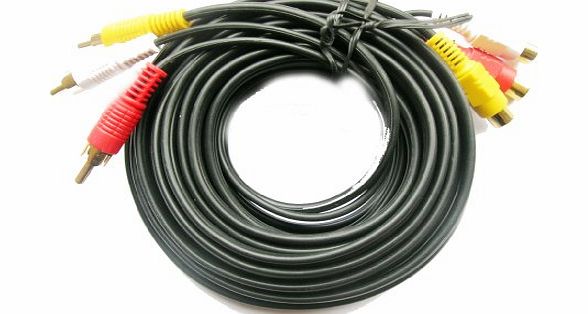 Acessories 4U Gold 3 Phono Male to Female RCA 2M A/V Extension Lead Triple Audio Video Cable Red White Yellow