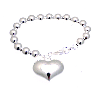 Power 325 Heart Silver Ball Bracelet