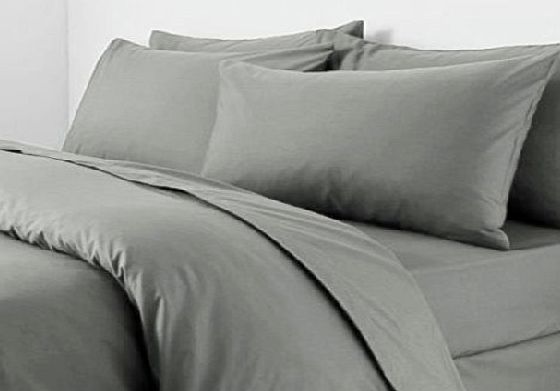 Adam Texile Online Plain Dyed PolyCotton Duvet Cover PillowCase(Grey,Double)