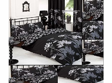 Adams Adam Linens Luxury duvet cover bedding set with Pillow Case Poly cotton king Size Sophie Black
