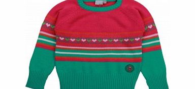 Adams Girls Pink Patterned Crew Neck Jumper B7 L9/E12