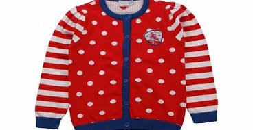 Adams Girls Red Spot and Stripe Cardigan B7 L12/A2