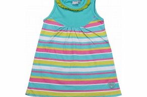 Girls Turquoise Candy Stripe Jersey Dress L15/B6