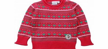 Adams Toddler Girls Magenta Fairisle Knit Jumper B7