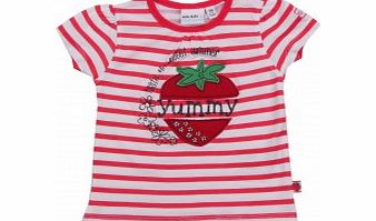 Adams Toddler Girls Red Stripe Strawberry T-Shirt B7
