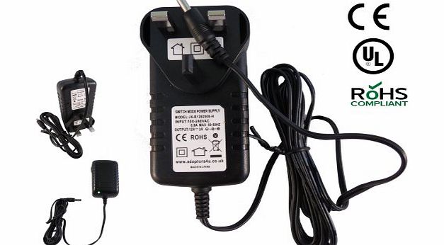 Adaptors4U Mains AC Power Adaptor Charger Output DC 9-12V 2A for HEVD Portable DVD/TV Tuner