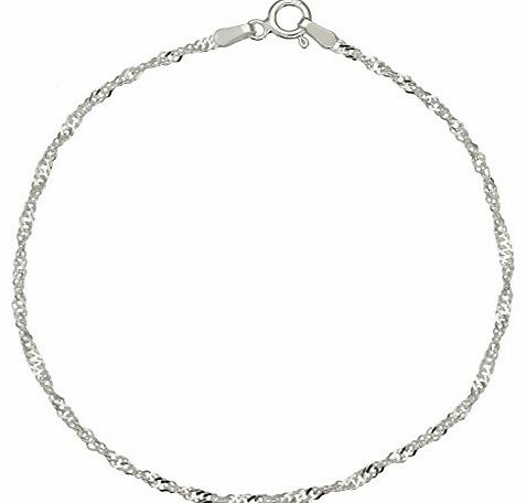 Adara Silver Fine Twisted Curb Chain Bracelet of Length 18cm