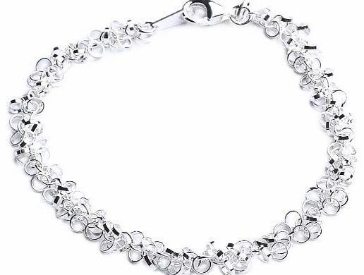 Adara Silver Interlocking Small Rings Bracelet of Length 19.5cm
