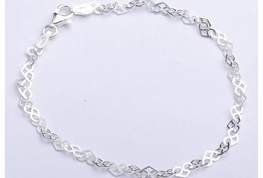 Silver Small Celtic Heart Link Bracelet of Length 19cm