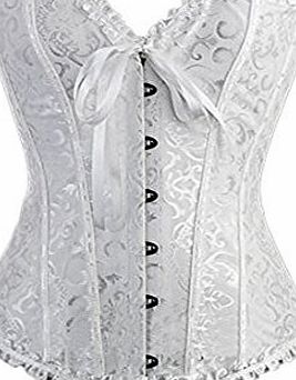 Added Sparkle Sexy White Front Fastening Corset, Basque with FREE Matching G String. This Beautiful Boned Corset is Front Fastening and Laced Up down the Back. This Corset is also available in Red and Black and Fit