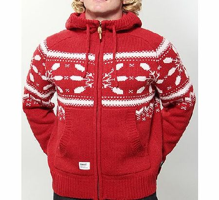 Alpine Knit Hooded zip knit - Red