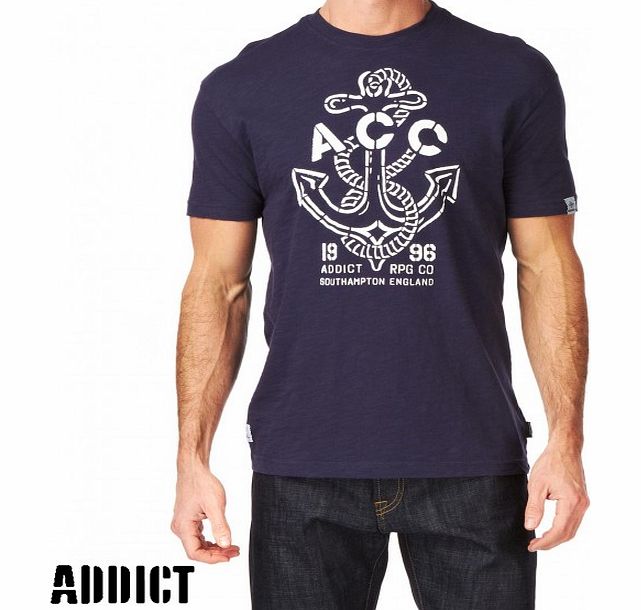 Mens Addict Anchor T-Shirt - Navy