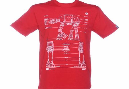 Mens Red AT-AT Technical Blueprint T-Shirt