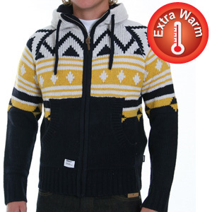 Addict Mountain Zip Hooded zip knit - Navy/Yellow