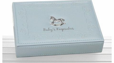Adelbrook Blue Faux Leather Baby Boy Keepsake Box