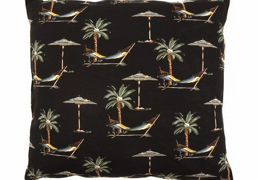 Adeline Affre Tropical Robin cushion - black `One size