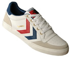Hummel Stadil Low White/Blue/Red Leather Trainers