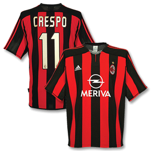 Adidas 03-04 AC Milan Home Authentic Shirt   Crespo 11 (04-07 Style N   No.)