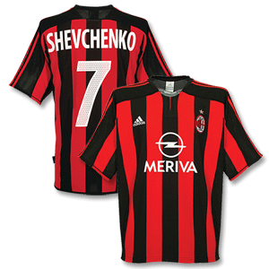 Adidas 03-04 AC Milan Home Authentic Shirt   Shevchenko 7 (00-02 Style N   No.)