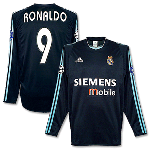 03-04 Real Madrid Away C/L L/S Inc No.9 Ronaldo