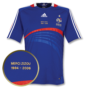 Adidas 07-08 France Home Shirt   Merci Zizou 1994-2006 Emb