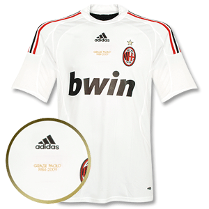 08-09 AC Milan Away Shirt + Grazie Paolo Embroidery