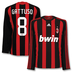Adidas 08-09 AC Milan Home L/S Shirt   Gattuso 8