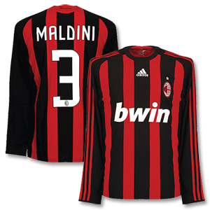 Adidas 08-09 AC Milan Home L/S Shirt   Maldini 3