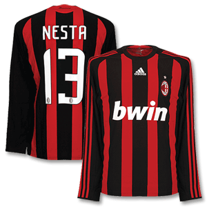 Adidas 08-09 AC Milan Home L/S Shirt   Nesta 13