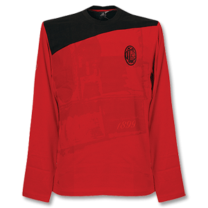Adidas 08-09 AC Milan Styled L/S Tee - Red/Black *import