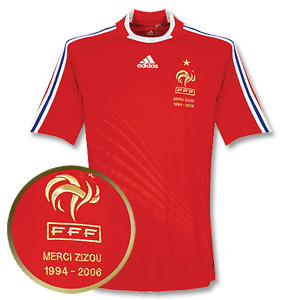 08-10 France Away Shirt   Merci Zizou 1994-2006 Emb