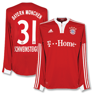 Adidas 09-10 Bayern Munich Home L/S Shirt   Schweinsteiger 31