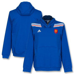 Adidas 12-13 France Rugby Hooded Sweat Top - Royal