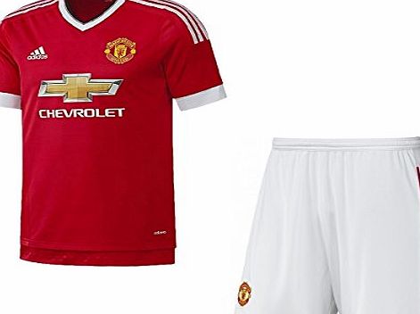 adidas  Manchester Utd Boys Home Kit Kids Soccer Kit Man Utd Home Jersey Short Set 7-16 Years New (13/14 Years)
