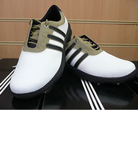 adidas adiwear Stripe II Golf Shoe white taupe.