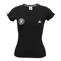 Adidas Chelsea Essentials 3 Stripe T-Shirt - Black -