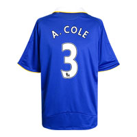 Adidas Chelsea Home Shirt 2008/09 with A.Cole 3 printing.