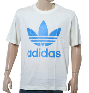 Adidas Cream/Aqua Trefoil T-Shirt - Large
