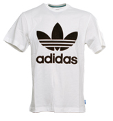 Adidas Cream T-Shirt with Large Velour Logo