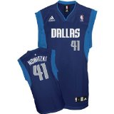 Adidas Dallas Mavericks blue #41 Dirk Nowitzki NBA Jersey Medium